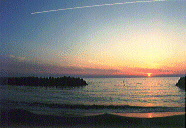 夕日の湯野浜海岸